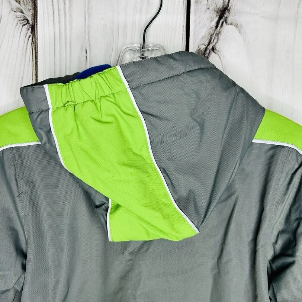 Hanna Andersson Sz 100 (4) Boys Green Gray Fleece Lined Hooded Parka Jacket